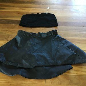 Black Tube Top And Black Leather Skirt